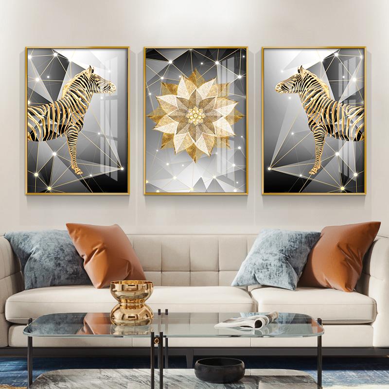 Home Decor Interior Luxury Modern Painting Gold Decoration Canvas Deer Pictures On Wall Loft Frameless Poster Room Decor No Frame