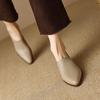 Soft Leather Soft Sole Shallow Mouth Single Shoes Women's 2025 Spring and Autumn New Thick Heel Pointed Small Leather Shoes Women's Loafers Middle Hee