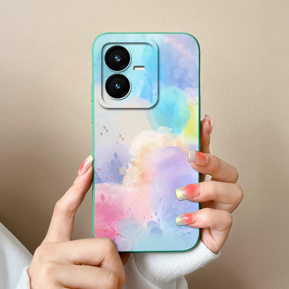 Case For Vivo Y22 Y22S Cover Camera Lens Protector For Vivo Y 22 Soft Liquid Silicone Cartoon Phone Back Covers For Women Man
