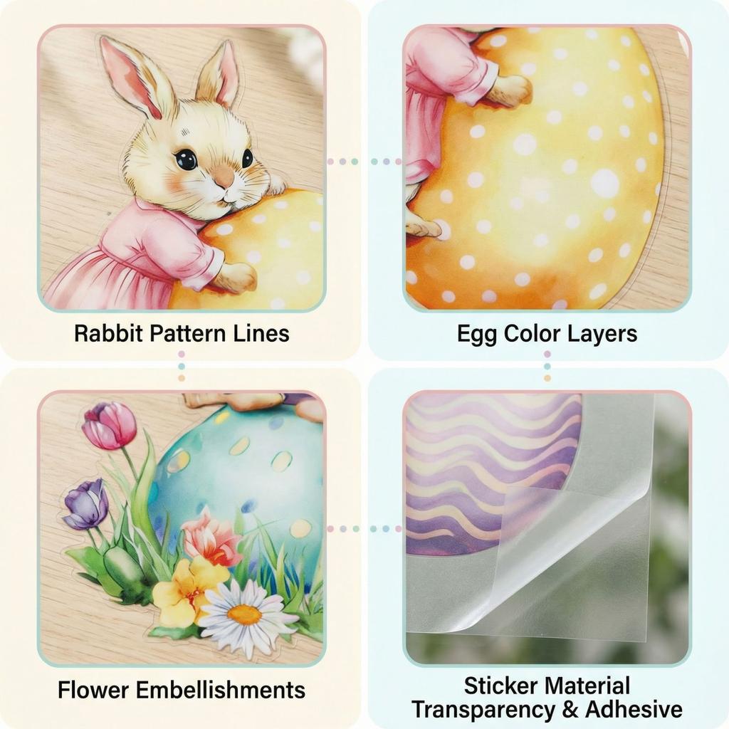 Easter-themed Static Cling Cartoon Egg And Window Sticker For Living Room Wall