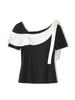 Color Block Stitching Irregular T-shirt - Women's Summer Slim Fit Short Sleeve Top In Gentle Temperament Style
