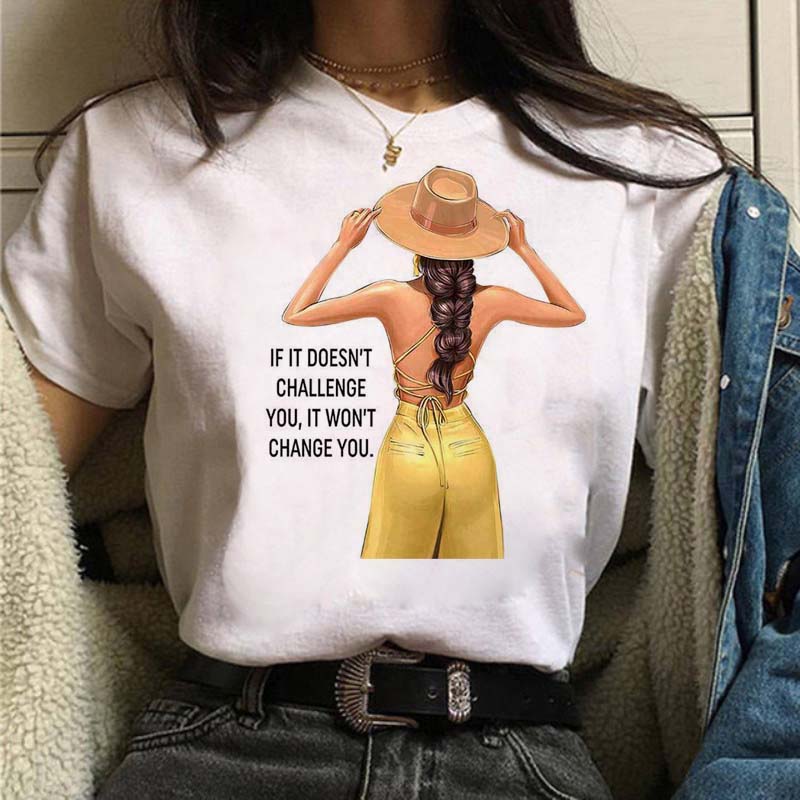 Women T Shirt Fashion Casual Female Print Shirt Loose Women Oneck Tops Harajuku 90s Girls Kawaii T Shirt Korean Style Clothes