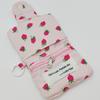 Mini Cute Flower Strawberry Canvas Card Holder Multi-Layer Coin Purse Women's Wallet Headphone Bag Storage Bag