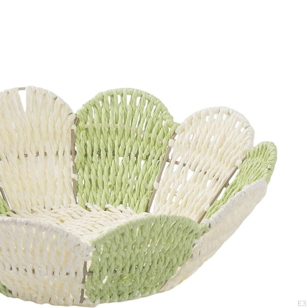 Paper Rope Woven Basket Desktop Organizer Kitchen Counter Lightweight Handwoven Storage for