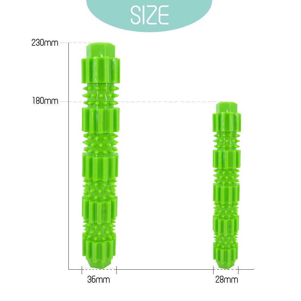 TPR Chew Stick for Dogs: Teething, Teeth Cleaning, Food Dispensing, Spiky Puzzle, Small Size.
