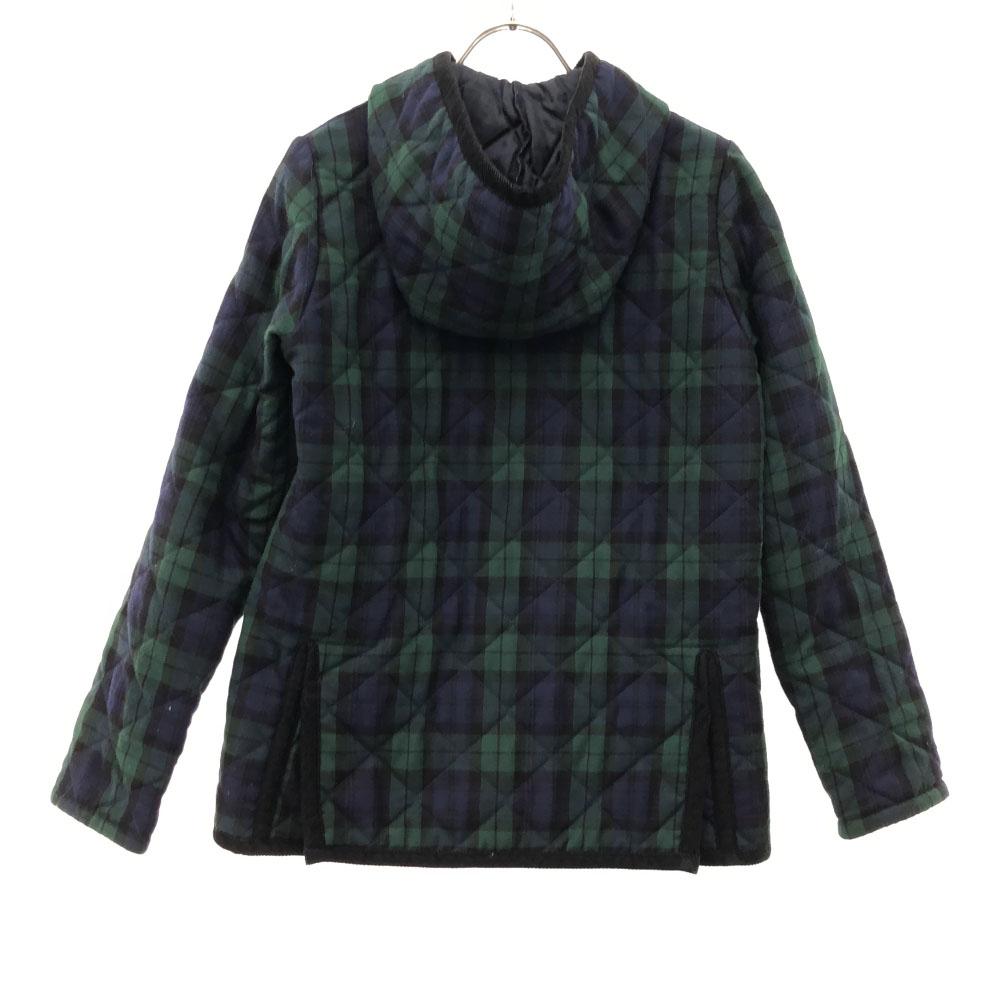 LAVENHAM Check Pattern Hooded Quilted jacket 36 Green x navy Men's Used