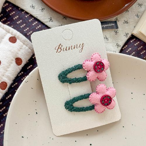 Autumn Retro Sweet Pink Coffee Leopard Pattern Bow Rabbit Hairpin Hair Ring Temperament Baby Tie Ball Head Flower Girl