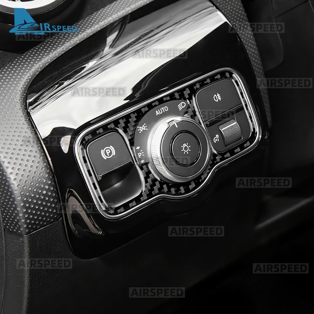 Echter Weicher Kohlefaseraufkleber Für Mercedes Benz A CLA GLA GLE GLS W177 C118 H247 W167 X167 2020-2025 Scheinwerferschalterrahmen