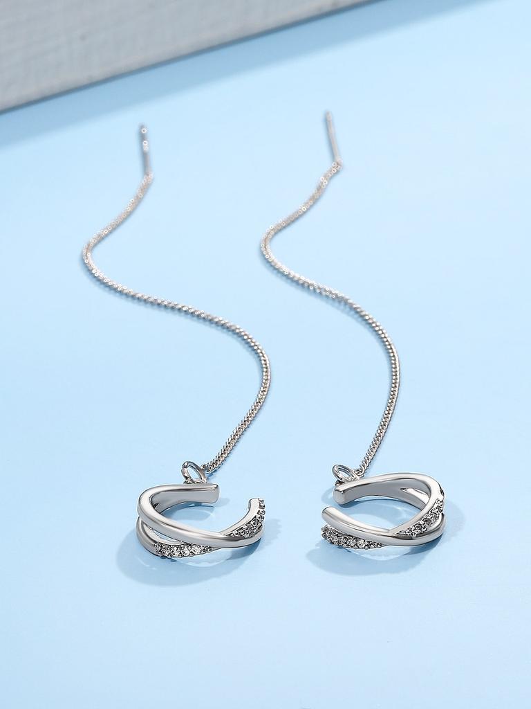 1 Pair Minimalist Extra Long Dangle Ear Cuffs Jewelry For Women Party Fashion Accessories