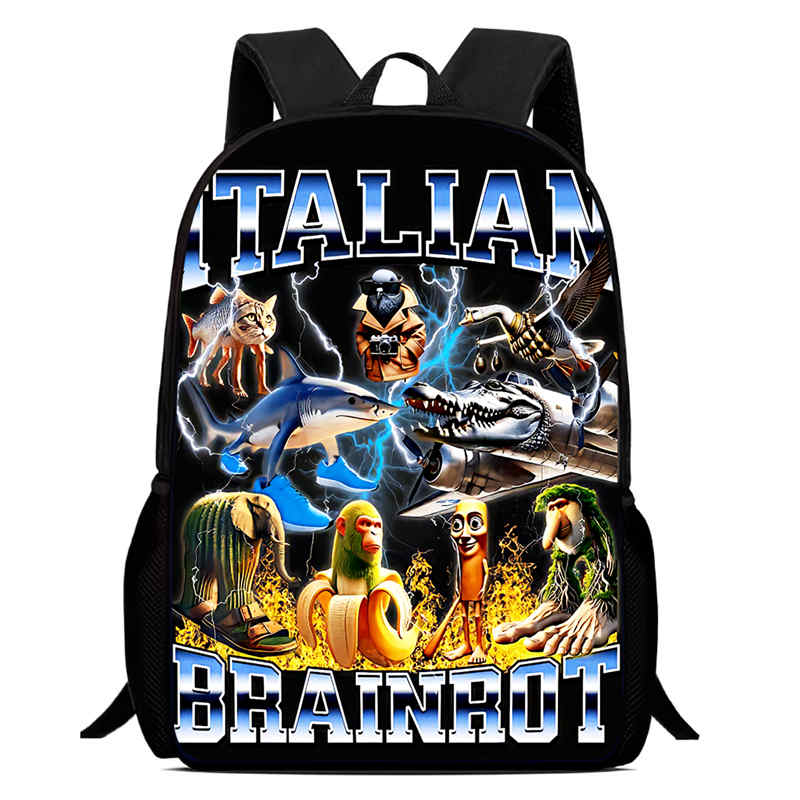 15 in Funny BrainRot Child School Backpack Aged 5-10,Cartoon School Bags for Boys Girls,Light Weight & Durable Kids Bakpack