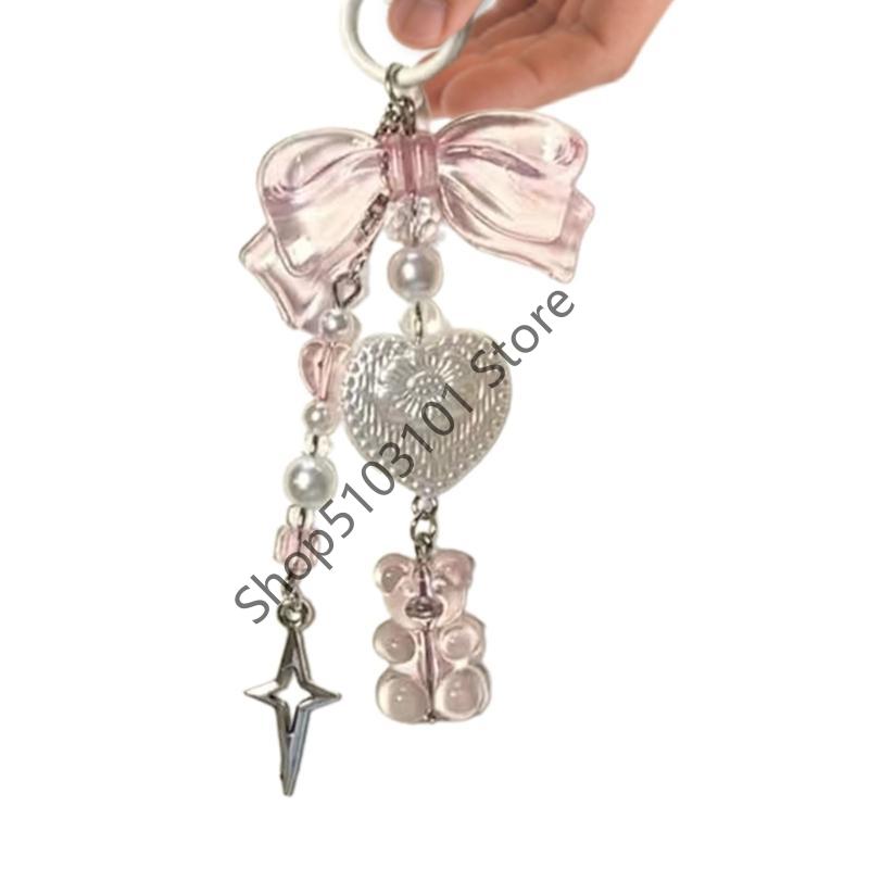 X6HE Bear Wing Headphone Charm Pendant Chain Phone Straps Pocket Keychain Strap