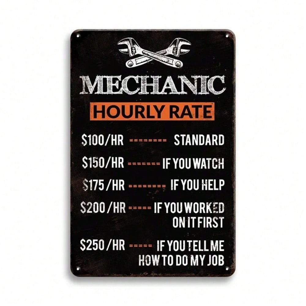

Vintage Mechanic Metal Sign - Rustic Wrench Tool Iron Wall Art Decor For Garage Workshop Home 20X30