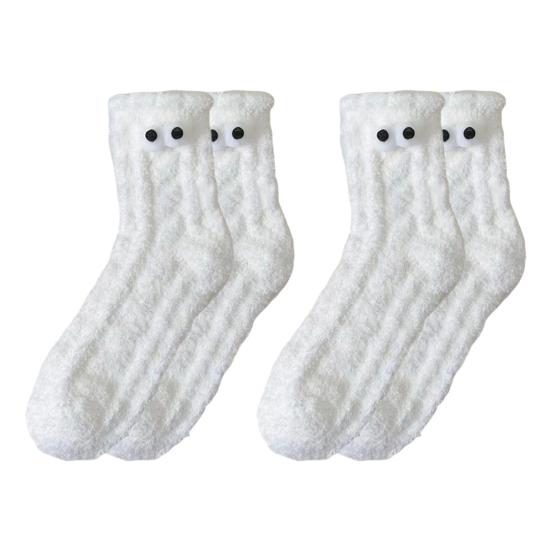

2 Pairs Funny Fluffy Socks with Big Eyes Women Fuzzy Warm Sleep Socks Winter Cozy Thick Socks for Indoor Lounging And Sleeping 2pair