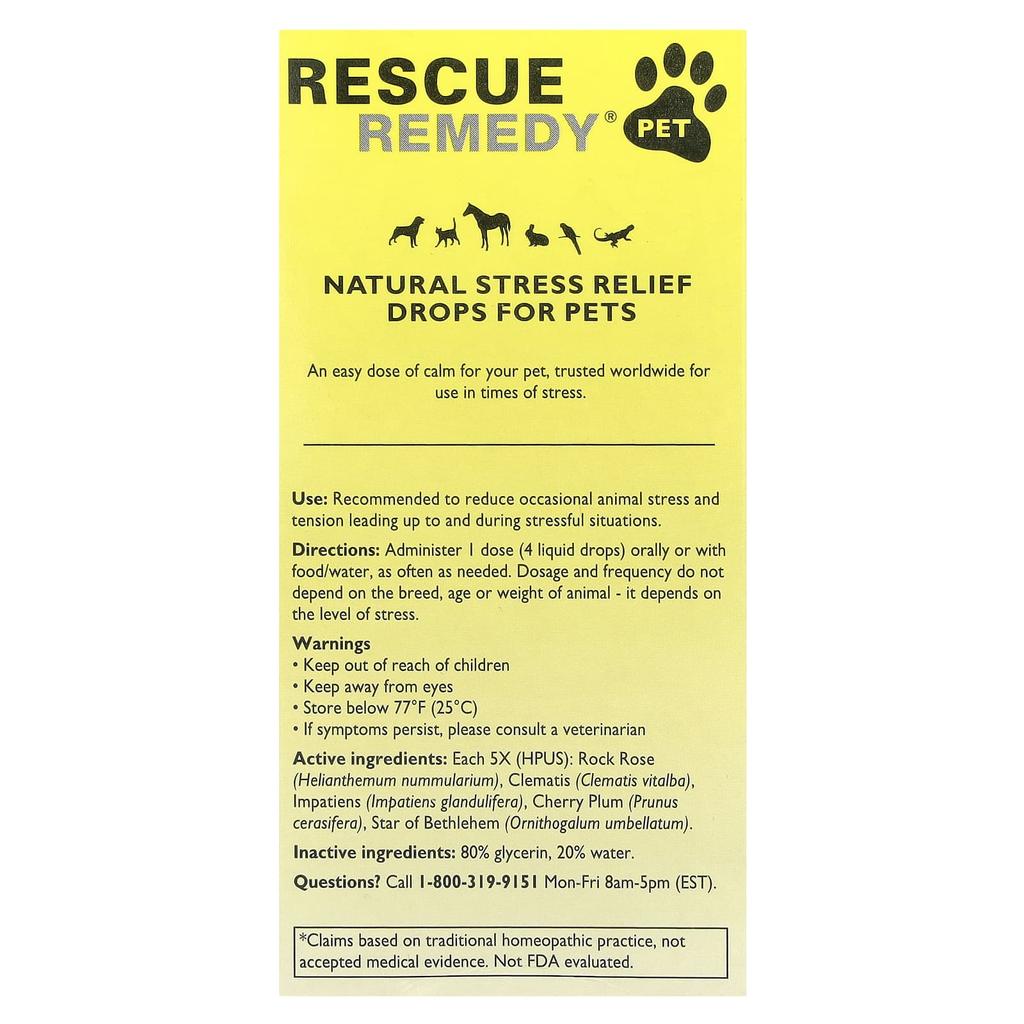 Rescue Remedy® Pet, Natural Stress Relief for Pets, 20 Ml (0.7 Fl Oz)