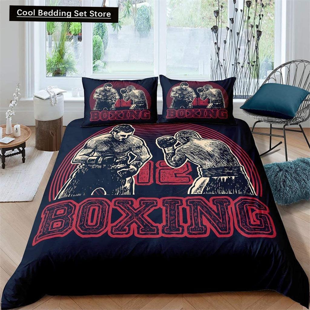 Boxing King Queen Duvet Cover Gamer Competitive Sports Bedding Set Galaxy Bright Colorful Quilt Cover Polyester Comforter Cover