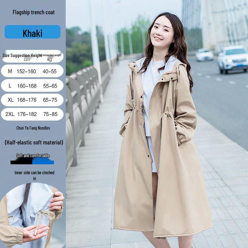 

Женский легкий дышащий ветрозащитный дождевик - Тренч в японском и корейском стиле X-Large хаки