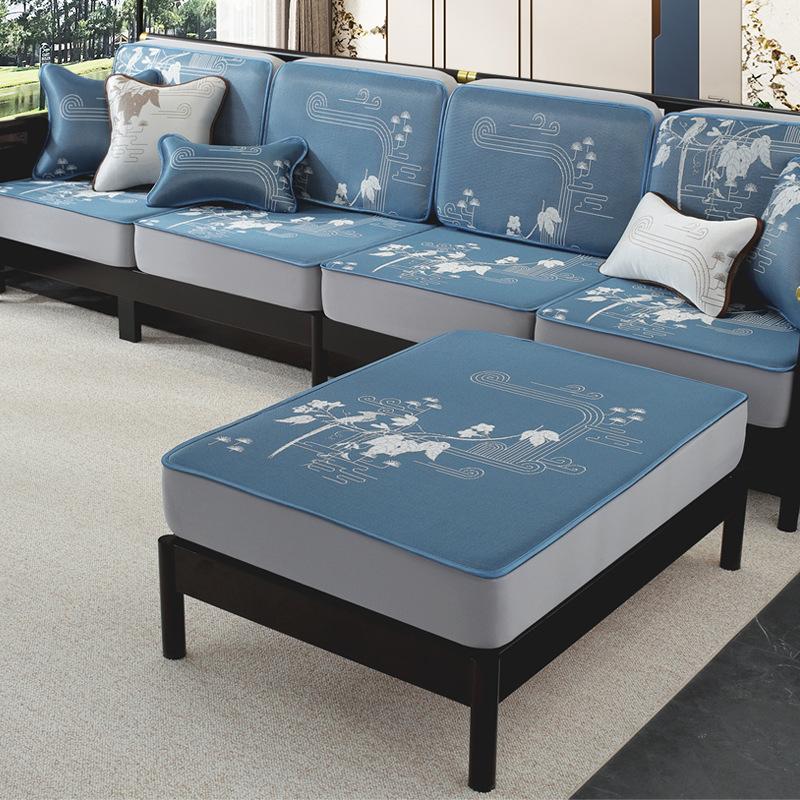 Летний чехол для дивана Ice Silk эластичный чехол для летнего деревянного дивана охлаждающий коврик эластичный защитный чехол для дивана удобный летний аксессуар для мебели A Pillow cover синий 1659₽
