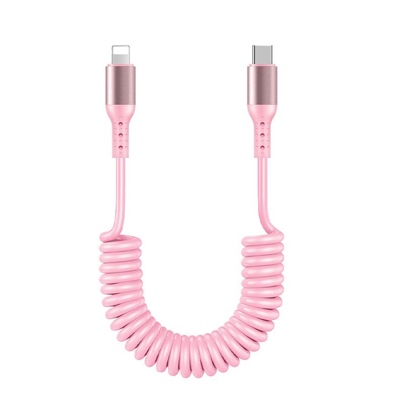 6A Kabel do CarPlay Sprężynowy Wyciskany 6A do Super Szybkiego Ładowania, Kompatybilny z Urządzeniami Huawei i Apple 14.