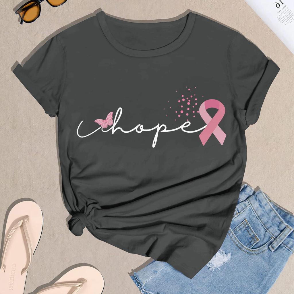 Women's Casual Halloween Breast Print T-Shirt Round Neck Pullover Short Sleeve Top