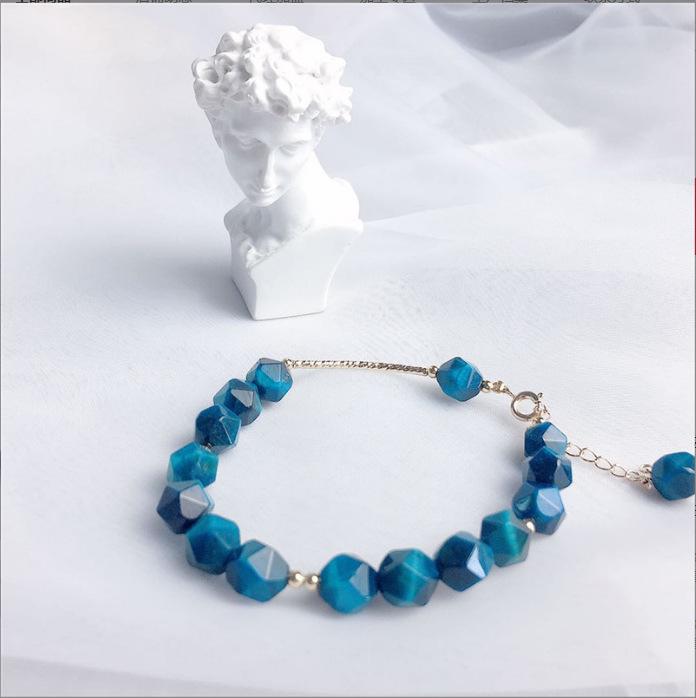 

Геометрический граненый браслет из тигрового глаза розово-красного цвета - Ювелирный подарок