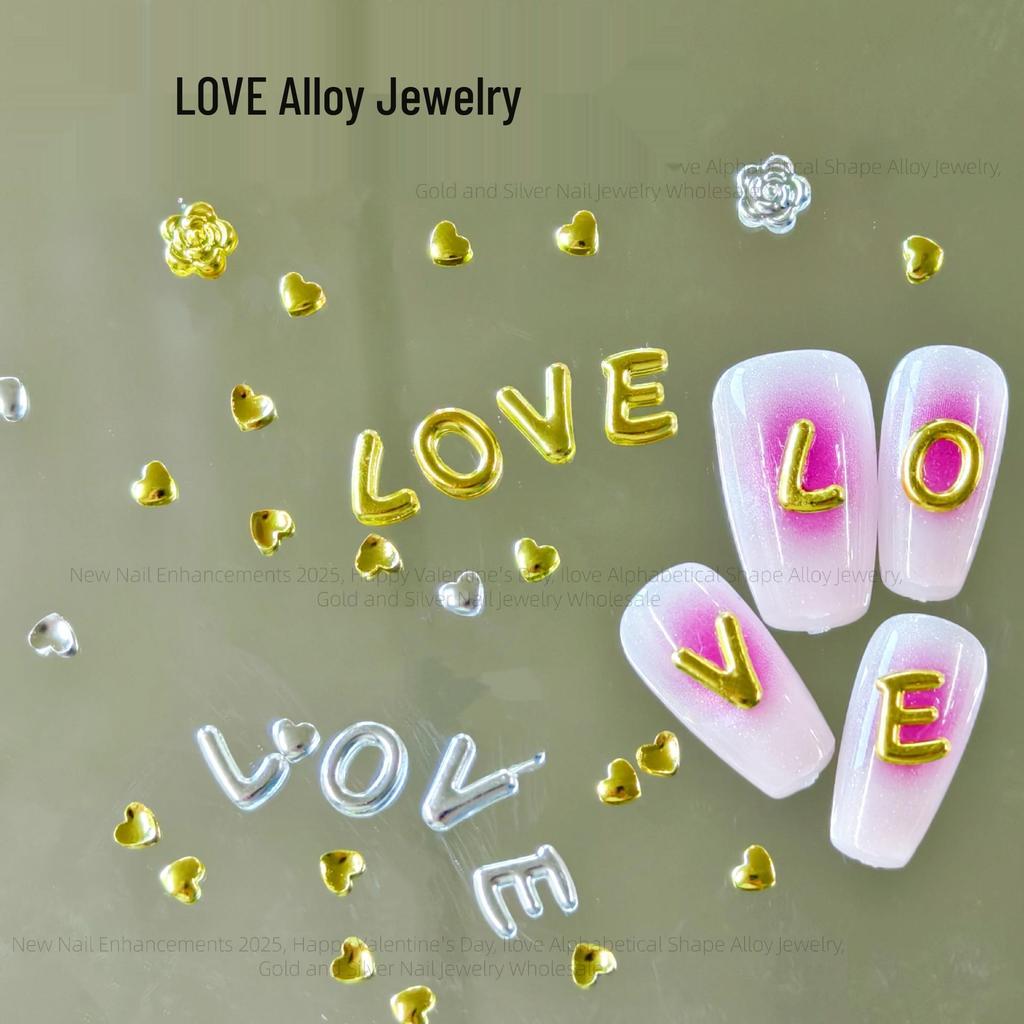 Nail Art Decorations: LOVE Letters, Hearts, Flowers, Metal Alloy Hollow Designs for DIY Journals