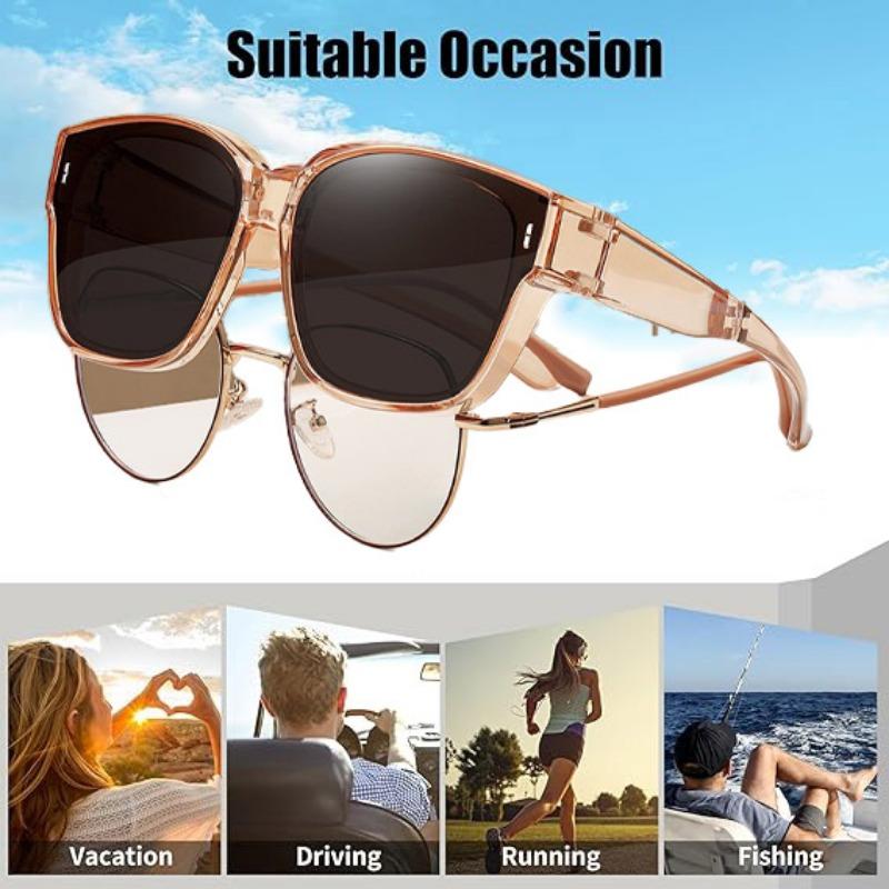 Unpolarisiert Brillenüberzug Fahrsonnenbrille Überbrille Wrap-Around-Sonnenbrille Quadratische Shades Schutzbrille für Herren Damen