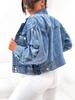 2025 Trendy European & American Washed Women's Denim Short Jacket