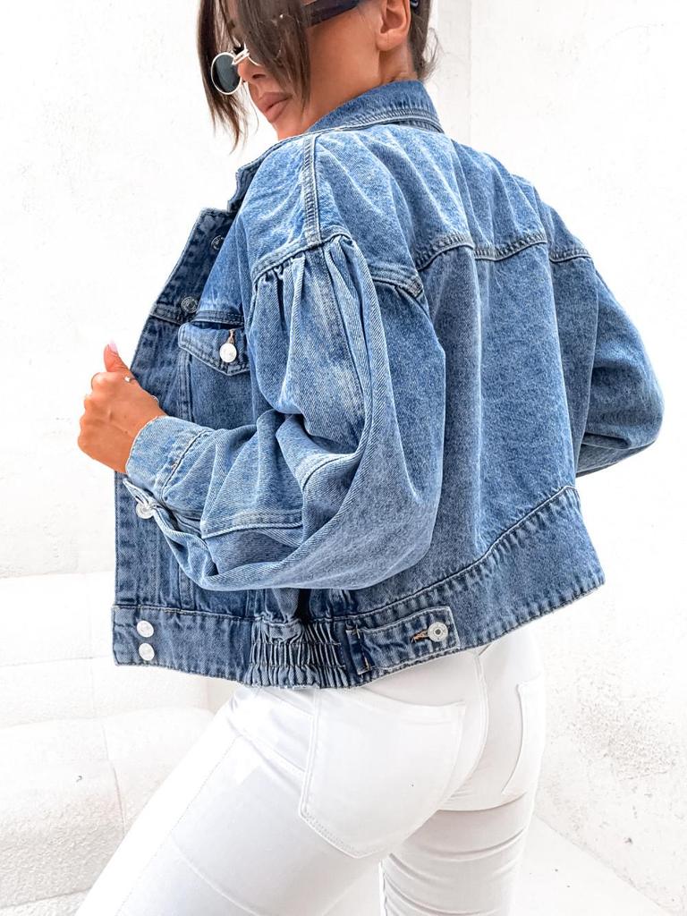 2025 Trendy European & American Washed Women's Denim Short Jacket