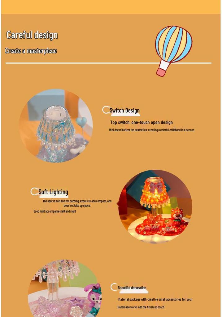 DIY Crystal Night Light Desk Lamp Kit for Girls - Educational Toy & Creative Craft Set