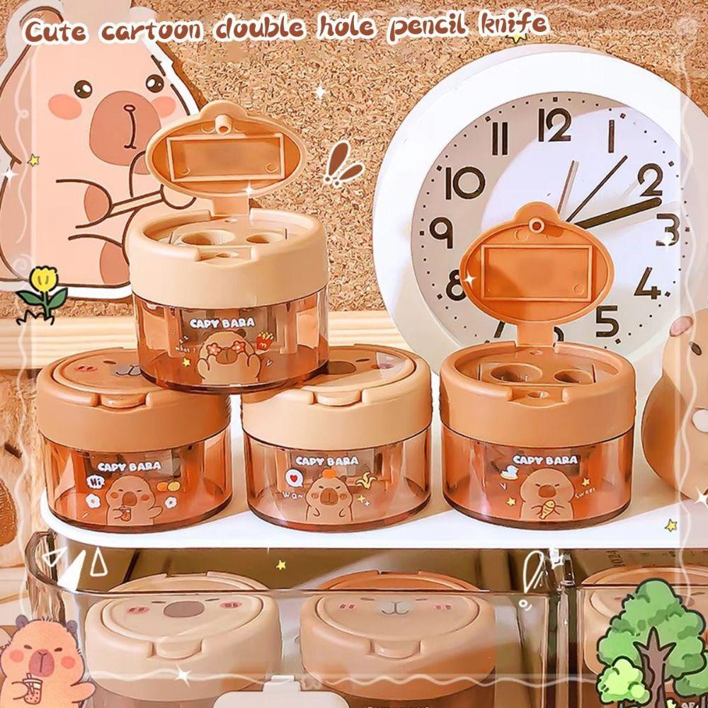 4Pcs Flip-Top Pencil Sharpener Portable Capybara Sharpener Student Stationery Gifts  School Supplies