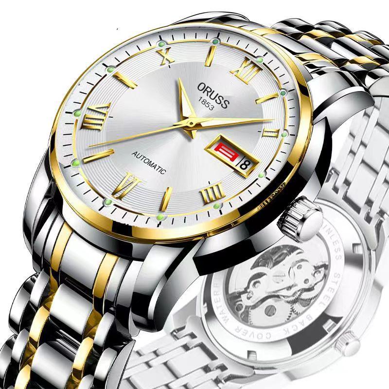 Steel Belt Luminous Men S Watch Waterproof Business Fashion Automatic Non-Mechanical Watch Transparent Low Hollow
