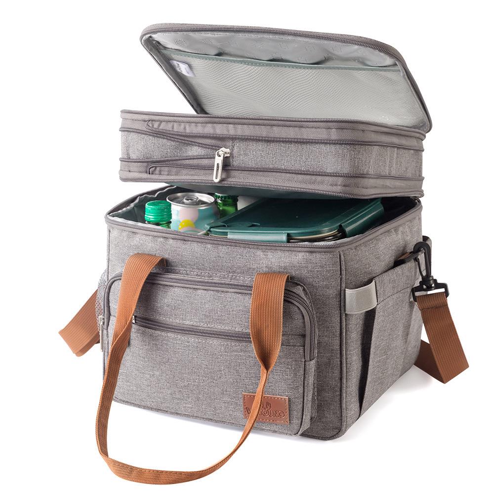 Large Capacity Insulated Picnic Lunch Bag - Double Layer, Waterproof, Handheld/Shoulder Design