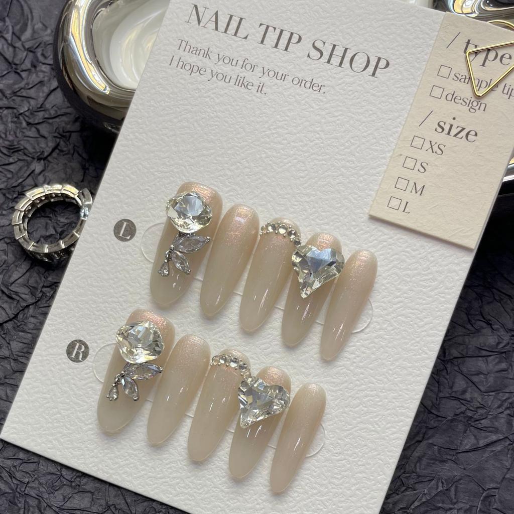 10pcs/set Purely Handmade Wearable Nails Removable Nail Art French Simple False Nails Finished Long and Short Nails