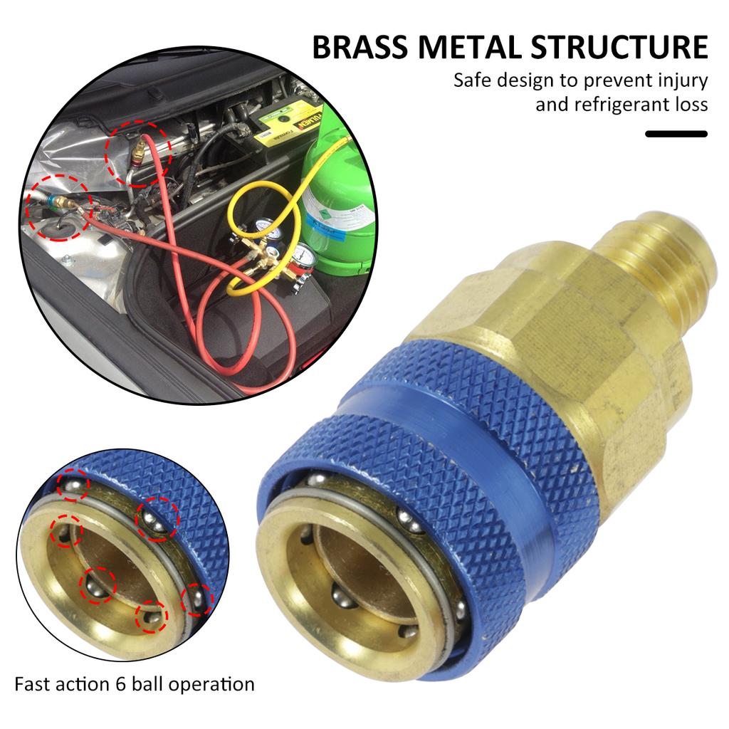 2Pcs R134A Low High Side Auto Car Quick Coupler Connector Adapters Air Conditioning Refrigerant Adjustable AC Manifold Gauge