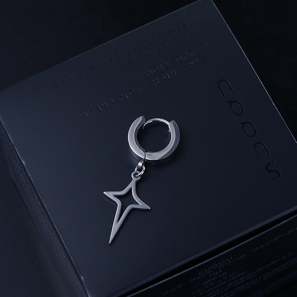 Male Drop Earring Clip Earring Korean Style Ear Cuff Cross Star Dangle Earring Men Hoop Earring