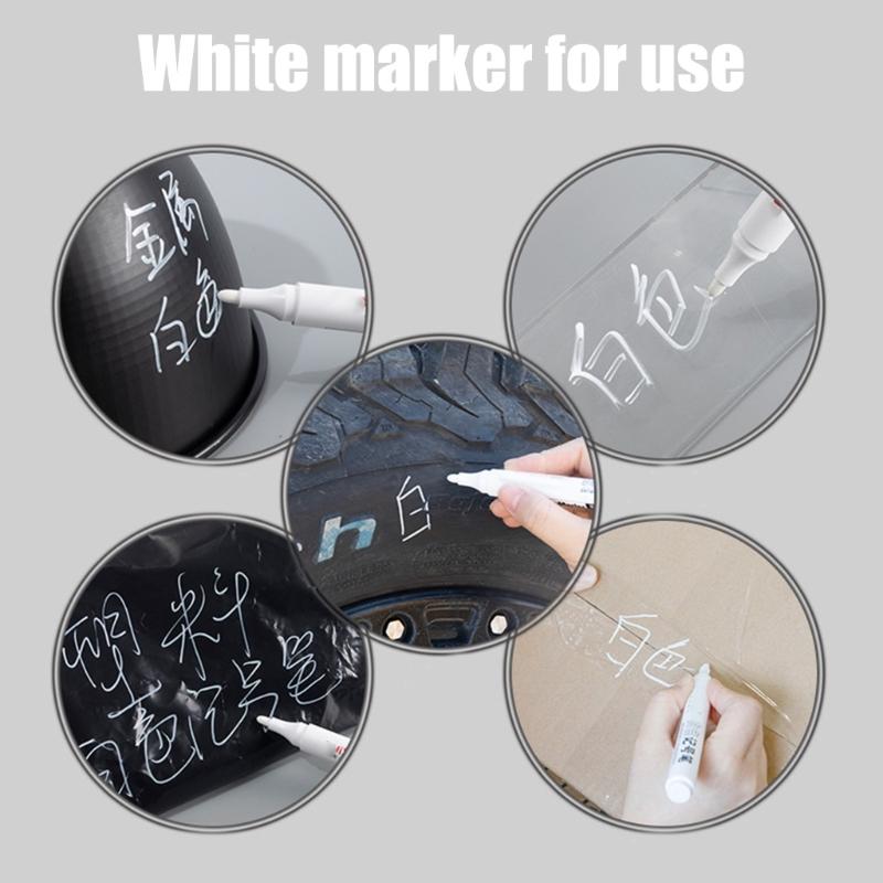 10x/Set Waterproof Marker Pens White Paint Marker Pens Quick-drying Markers Permanent Markers for School