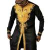 2021 Cross-border African Style Plus Size Shirt with Golden Print and Side Slit