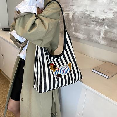 2025 Autumn New Cute Puppy Pattern Bag Large Capacity Soft Simple Messenger Shoulder Bag Commuter Bag Female