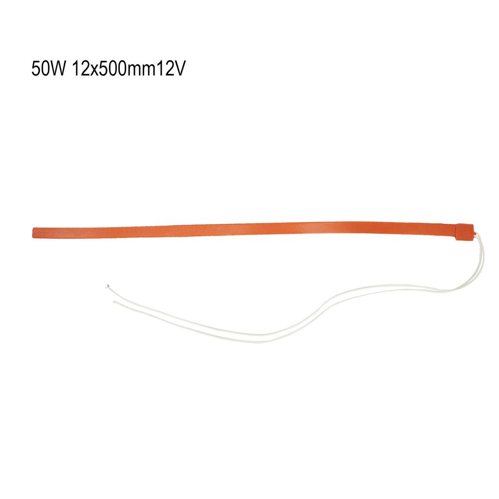 50W 12x500mm 12V Acid-resistant Silicone Thermal Heating Pads Flexible Heater Silicone Heater Heat Transfer Systems