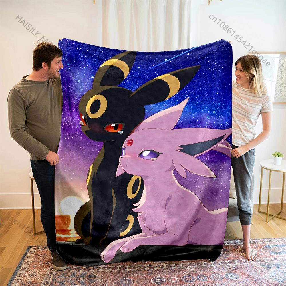 Japanese Games Umbreon and Sylveon Print Cartoon Blanket Flannel Fluffy Soft Blanket for Adult Kids Plush Sofa Bed Car Camping