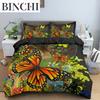 Butterfly Duvet Cover King Queen Size Animal Floral Bedding Set for Teens Adults Beautiful Flower 23pcs Polyester Quilt Cover