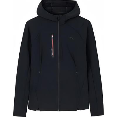 Training Series Solid Color Hooded Zip Long Sleeve Windbreaker Women Outerwear Black 162437601S-3