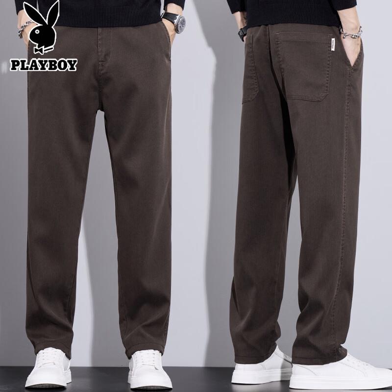 PLAYBOY Men's Autumn Winter Loose Straight Casual Pants