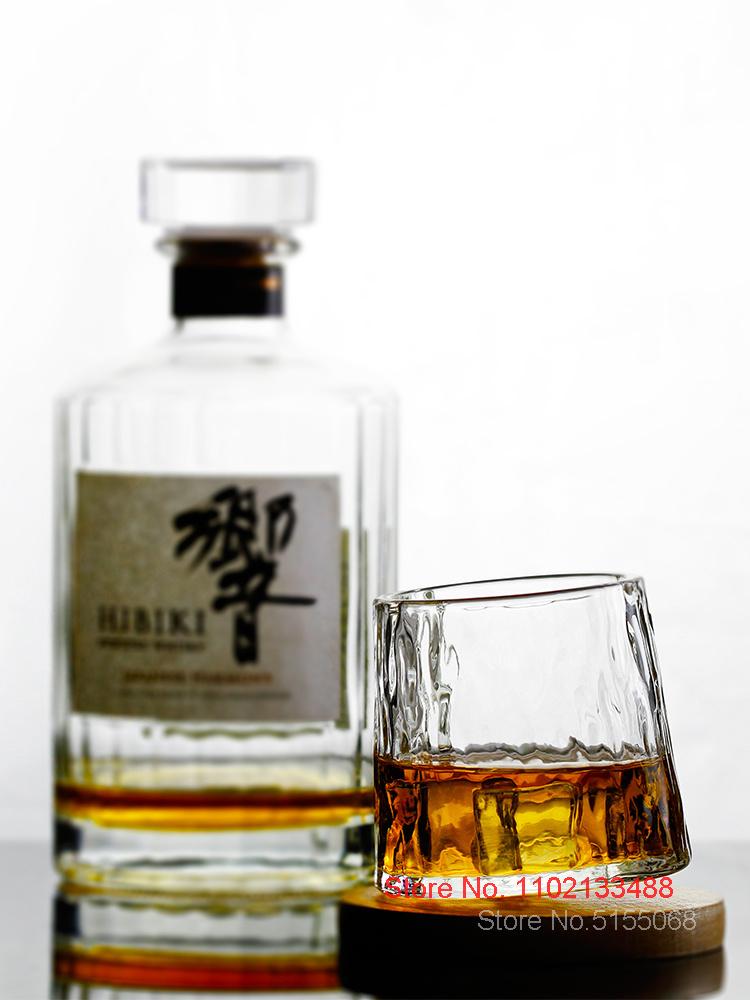 250ml HATSUKUMO Whiskey Crystal Glass Japan Style Rotating Wineglass Funny Roly-Poly First Cloud Cognac Whisky Snifter Beer Mug