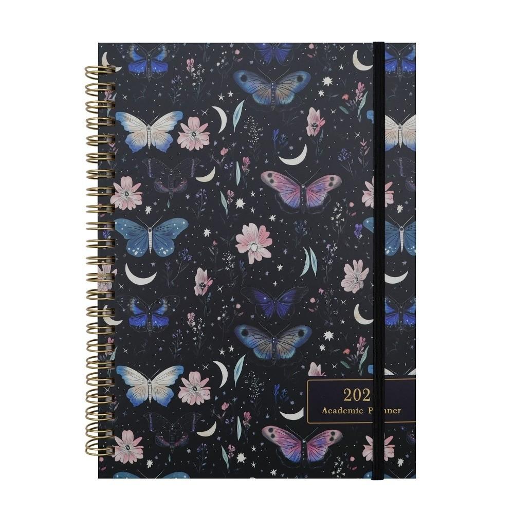 Paper Made 1117 Weekly Planner Solid Color Twin Wire Binding Floral Spiral Notebook Flexible Cover Tab Divided A1 Agenda Book