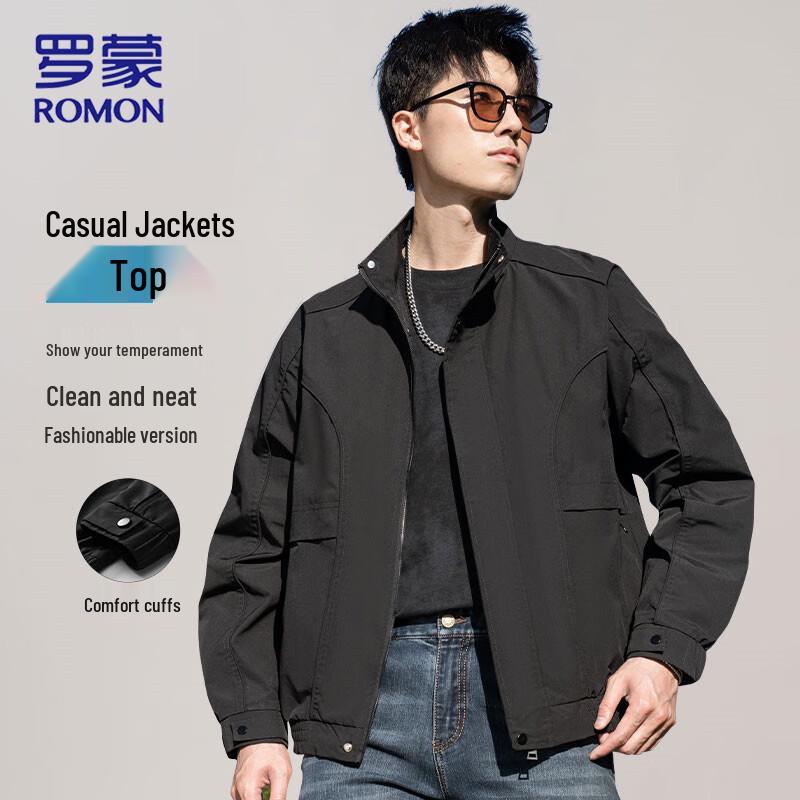 ROMON Men's Casual Stand-Collar Workwear Jacket