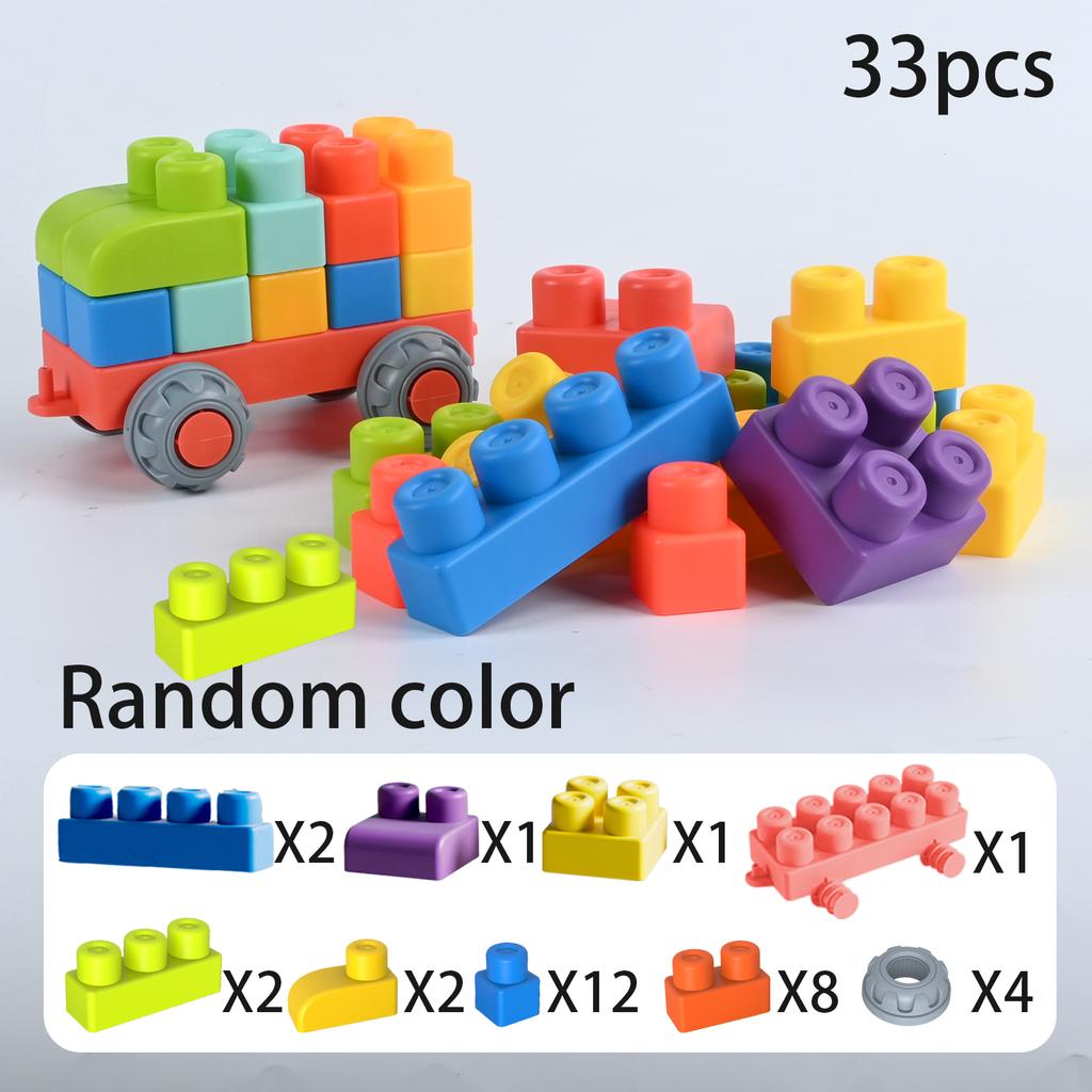 Soft Rubber Large Particle Block Children'S Toy Assembly For Boys And Girls, 1-Year-Old Puzzle Brain Toy Large Particle Assembly