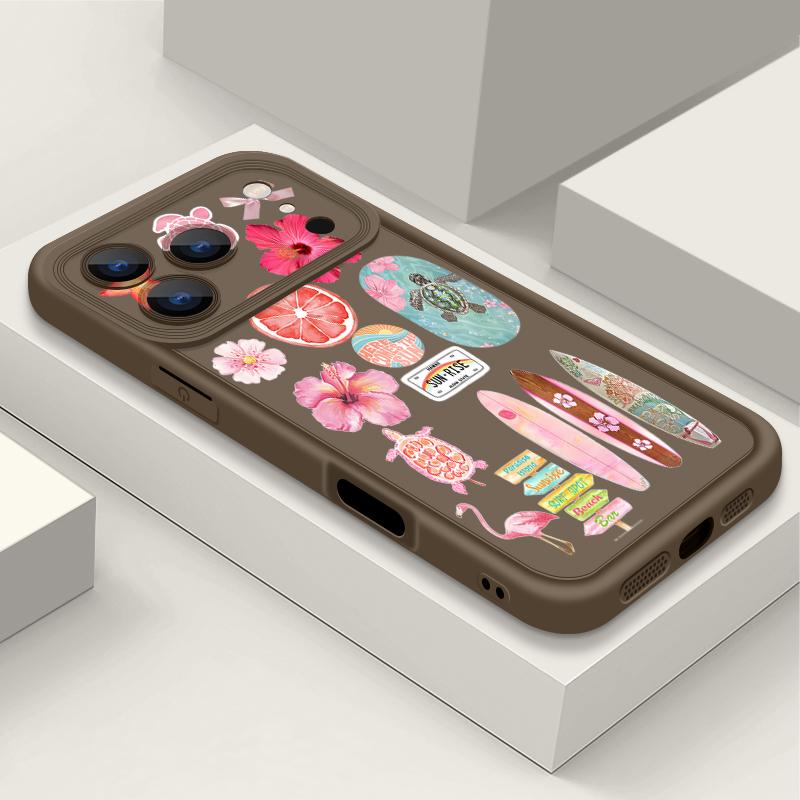 Flower Turtle Print Soft TPU Phone Case For iPhone Air 16e 17 16 15 14 Pro Max 13 12 Pro 15 16 14 Plus Shockproof Silicone Cover