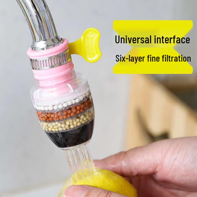 Six-Layer Splash-Proof Water Filter and Multi-Function Faucet Nozzle for Kitchen and Shower.