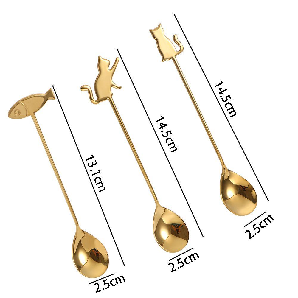 Cute Dessert Stainless Steel Cat Home Fish Stirring Tool Coffee Accessories Milk Spoon Teaspoon
